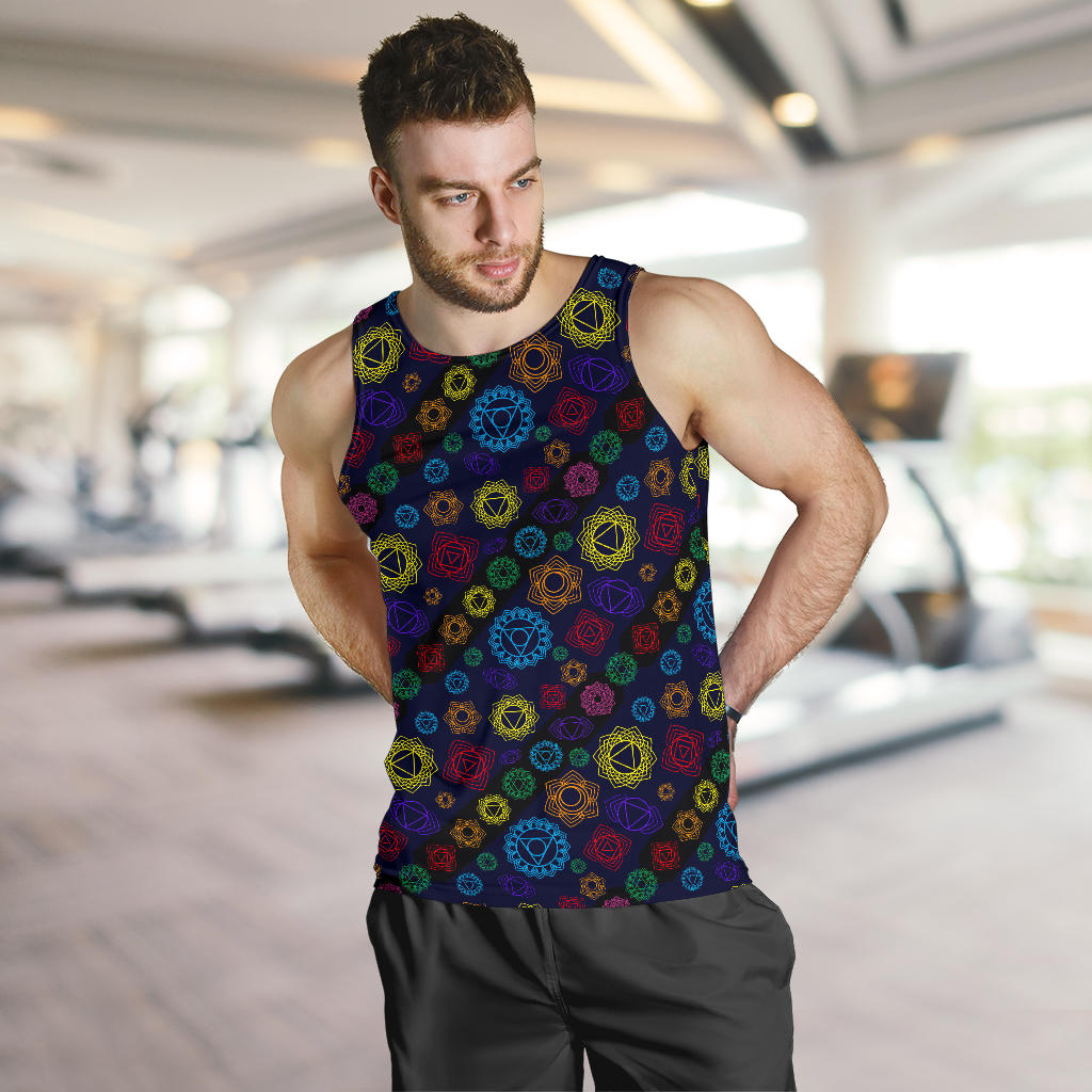 Chakra Colorful Print Pattern Men Tank Top