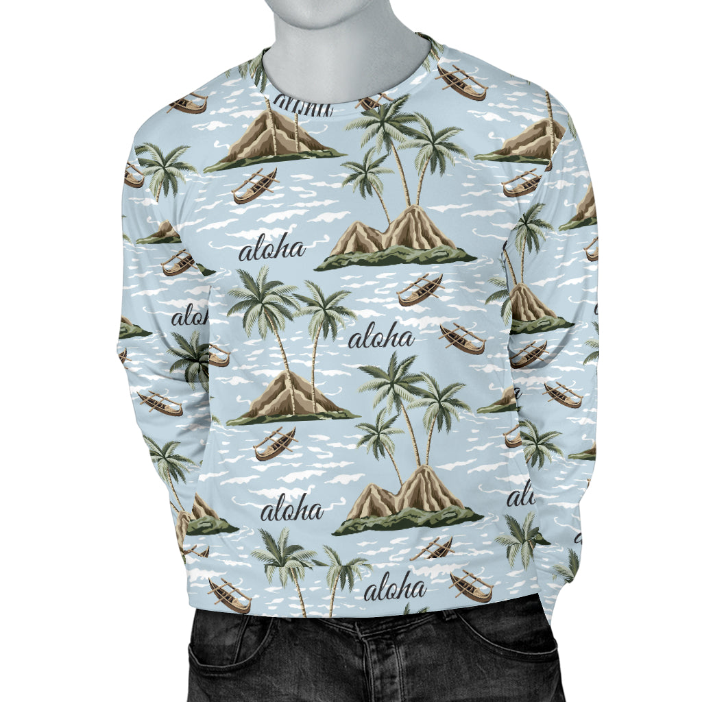 Aloha Hawaii island Design Themed Print Men Long Sleeve Sweatshirt