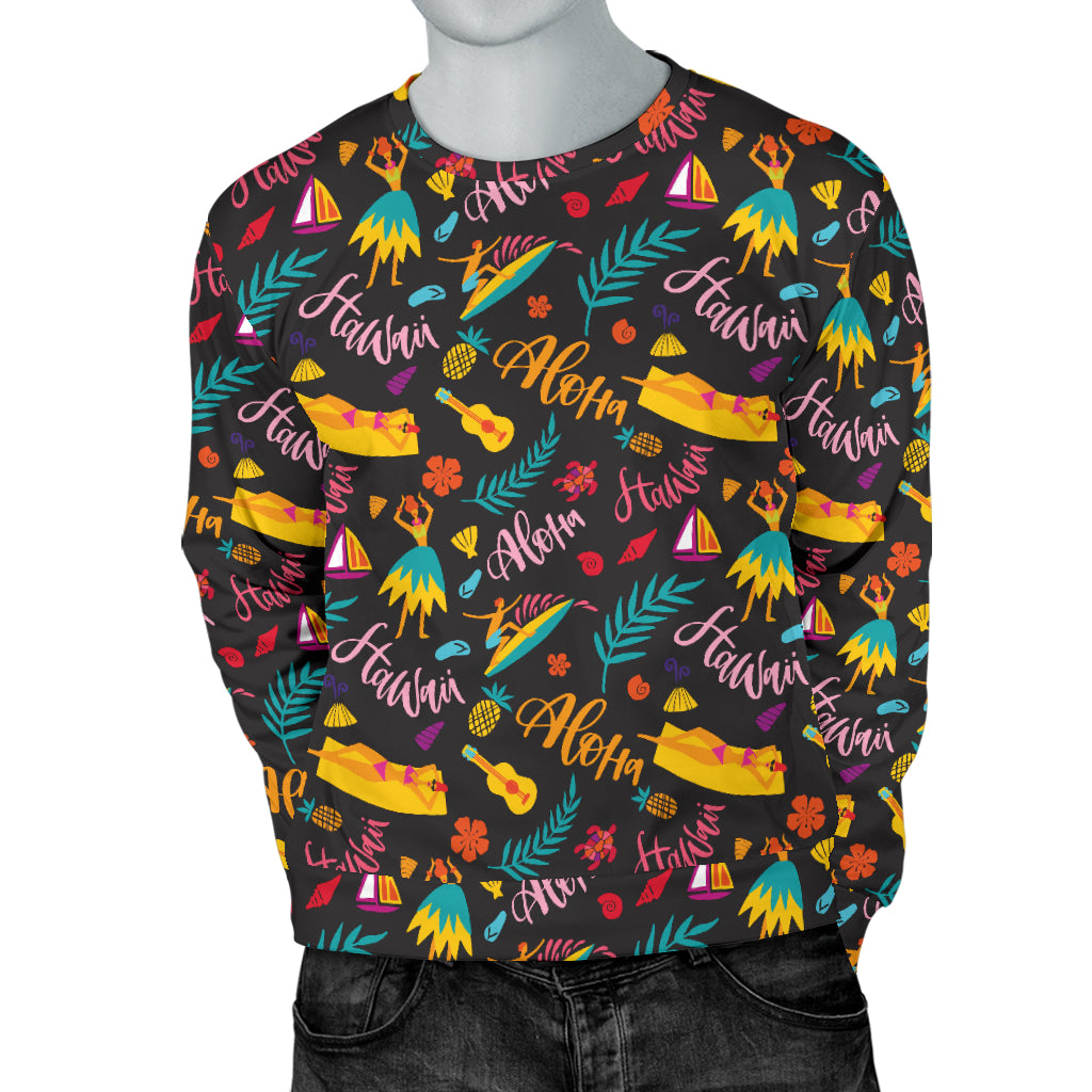 Aloha Hawaii Summer Design Themed Print Men Long Sleeve Sweatshirt