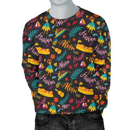 Aloha Hawaii Summer Design Themed Print Men Long Sleeve Sweatshirt