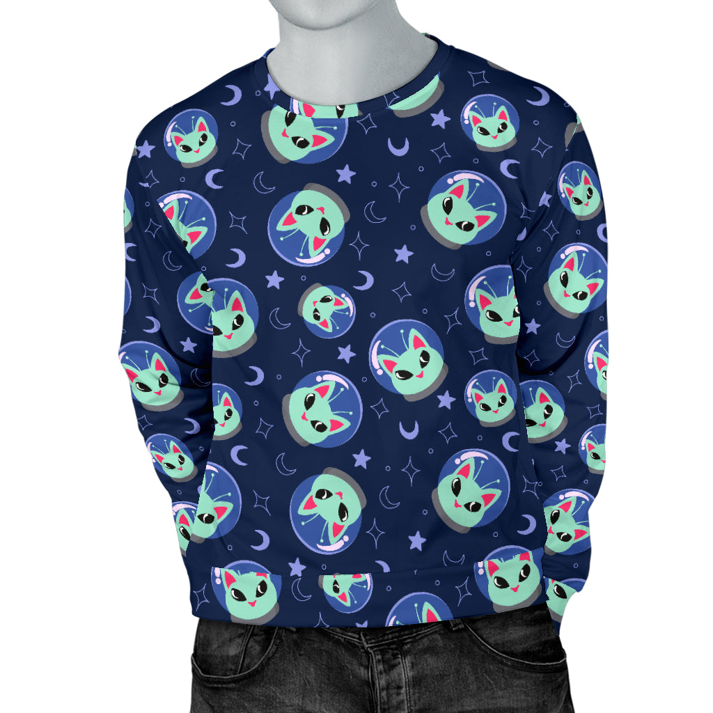 Alien Cat Men Long Sleeve Sweatshirt