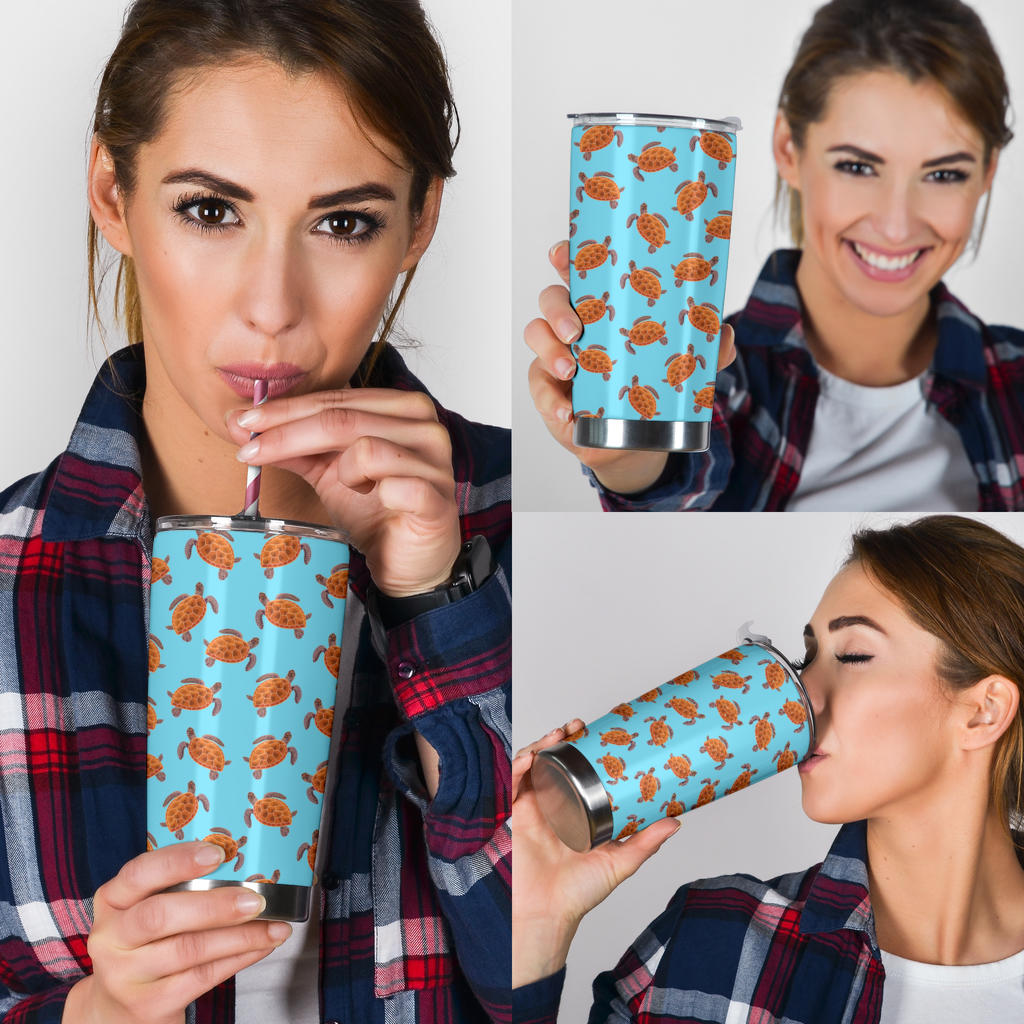 Brow Sea Turtle Print Pattern Tumbler