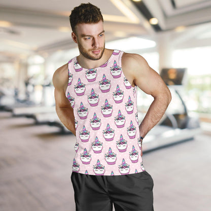 Cupcakes Unicorn Print Pattern Men Tank Top