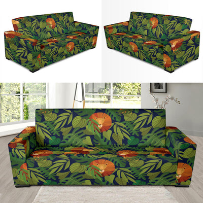 Lion Jungle Pattern Print Design 05 Sofa Slipcover