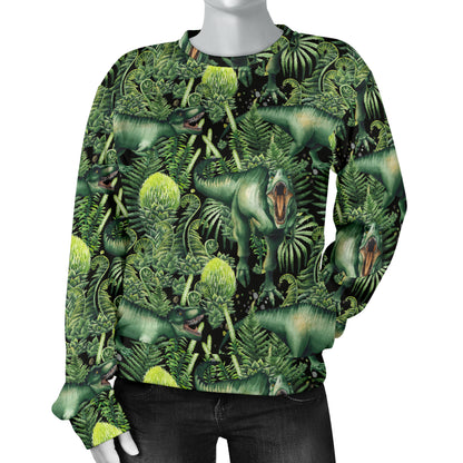Dinosaur T Rex Print Pattern Women Long Sleeve Sweatshirt