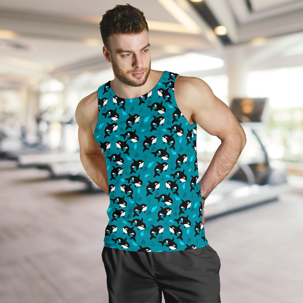Whale Sea Design Themed Print Men Tank Top