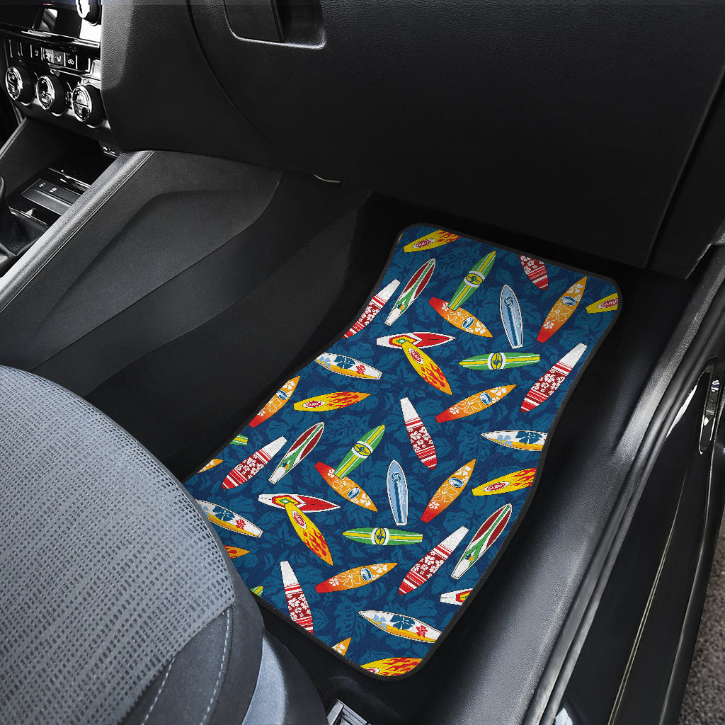 Surfboard Pattern Print Car Floor Mats Front Back