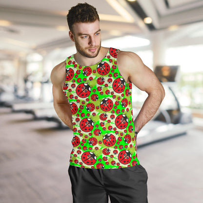 Ladybug with Leaf Print Pattern Men Tank Top