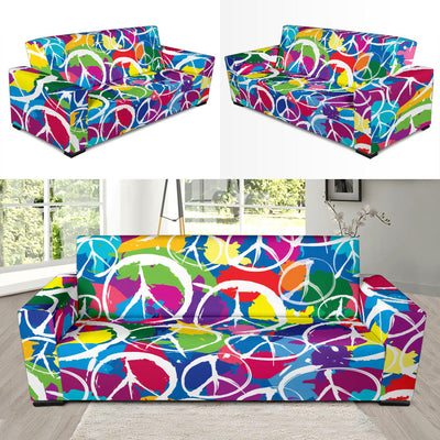 Peace Sign Colorful Pattern Print Design A02 Sofa Slipcover