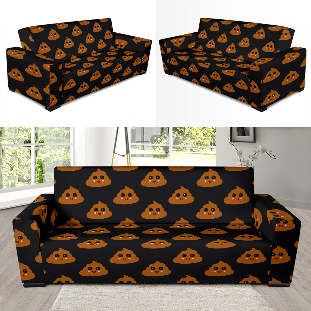 Poop Emoji Pattern Print Design A01 Sofa Slipcover