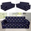 Polka Dot Gold Blue Pattern Print Design 02 Sofa Slipcover