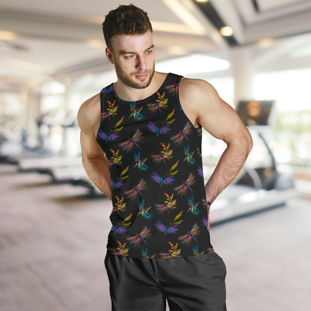 Dragonfly Colorful Realistic Print Men Tank Top