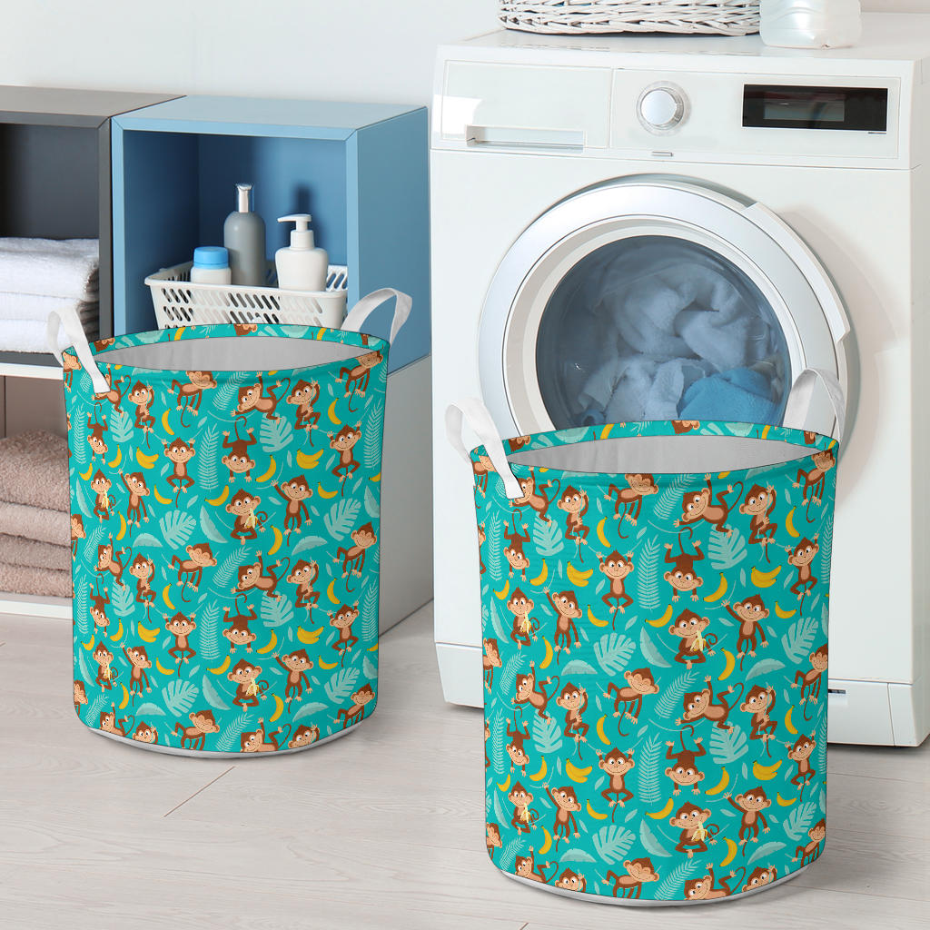 Monkey Happy Design Themed Print Laundry Basket