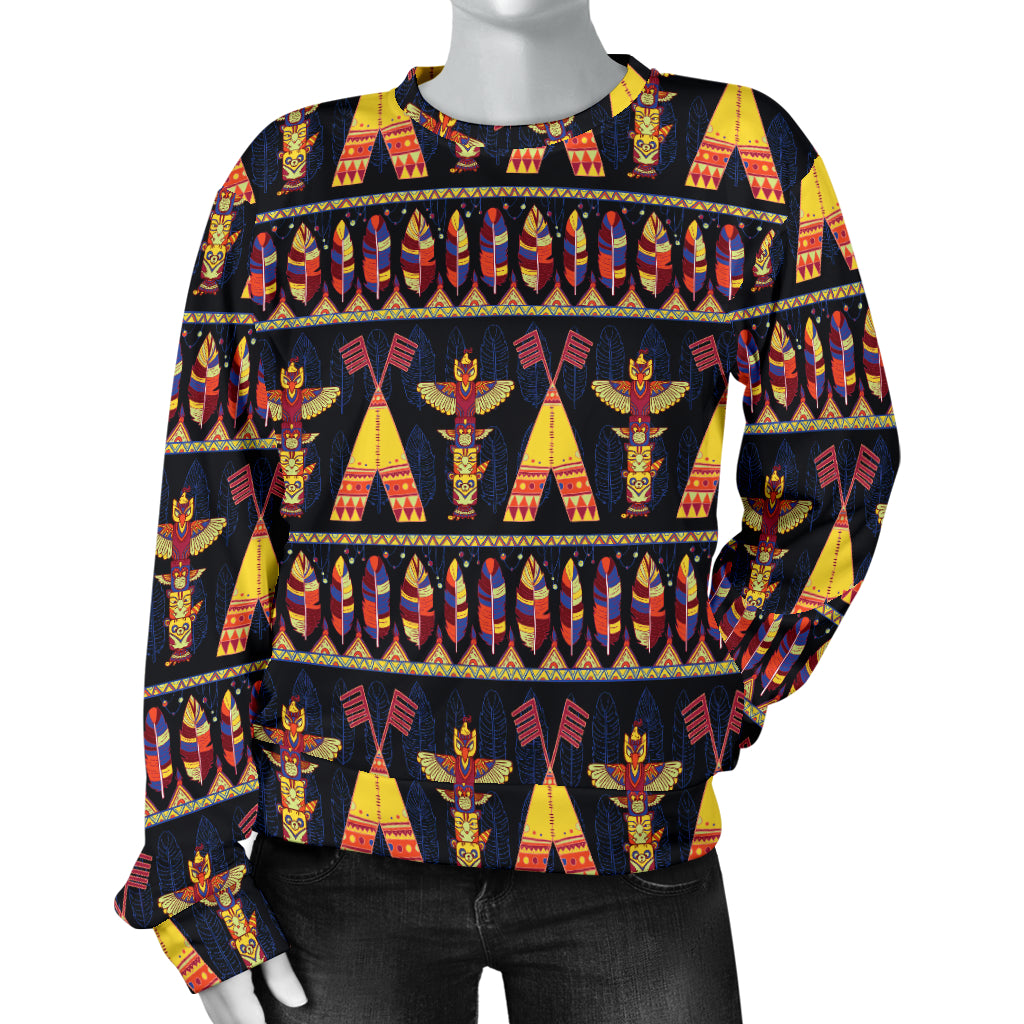 Totem Pole Design Women Long Sleeve Sweatshirt