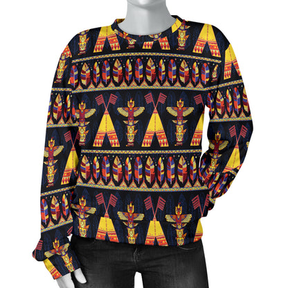 Totem Pole Design Women Long Sleeve Sweatshirt