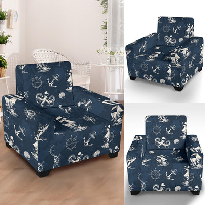 Nautical Sea Themed Print Armchair Slipcover