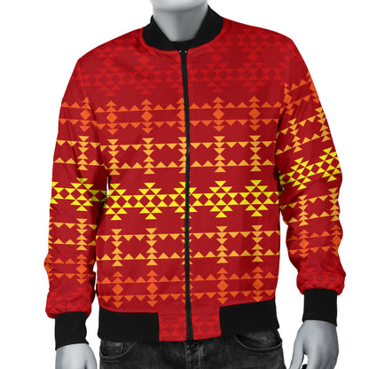 Southwest Red Gold Design Themed Print Men Bomber Jacket