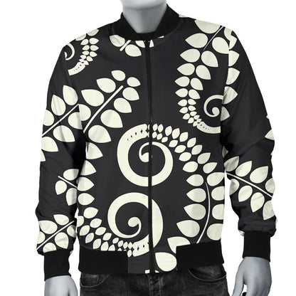 Fern Leave Print Pattern Men Bomber Jacket