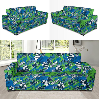 Motocross Pattern Print Design 04 Sofa Slipcover