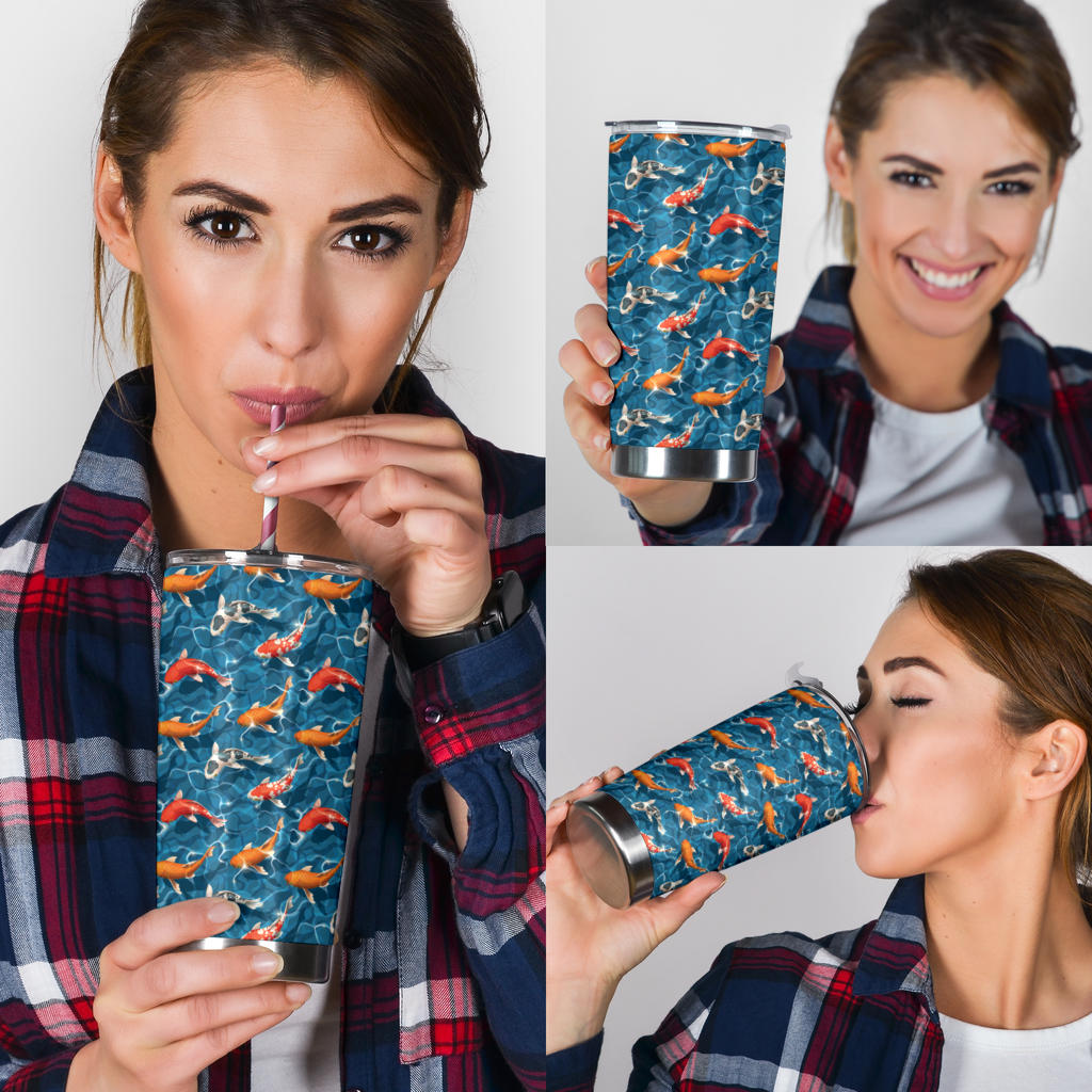 Koi Carp Water Design Themed Print Tumbler