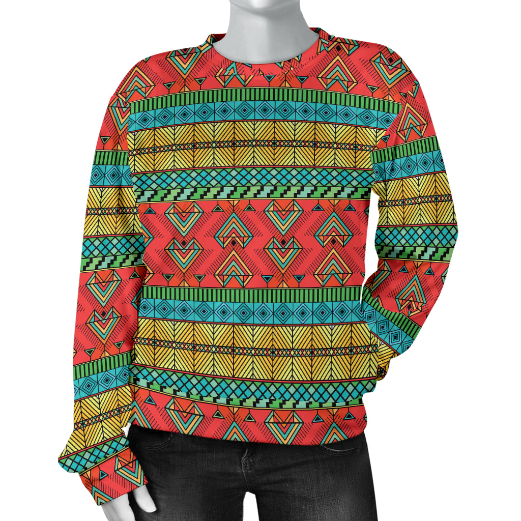 African Colorful Zigzag Print Pattern Women Long Sleeve Sweatshirt