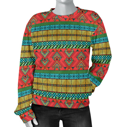African Colorful Zigzag Print Pattern Women Long Sleeve Sweatshirt