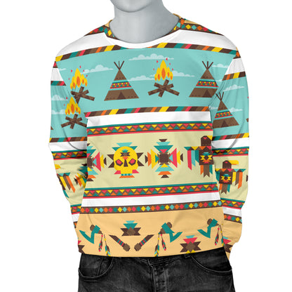American indian Life Pattern Men Long Sleeve Sweatshirt