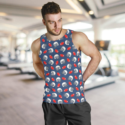 American Football Helmet Design Pattern Men Tank Top