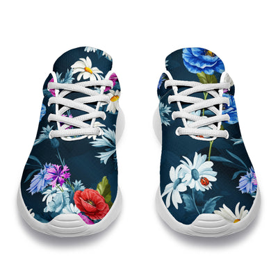 Floral Blue Themed Print Athletic Shoes