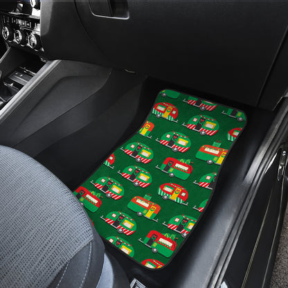 Camper Camping Christmas Themed Print Car Floor Mats Front Back