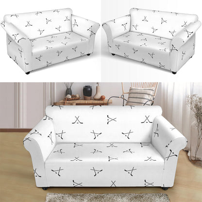 Hockey Print Design LKS304 Loveseat Couch Slipcover