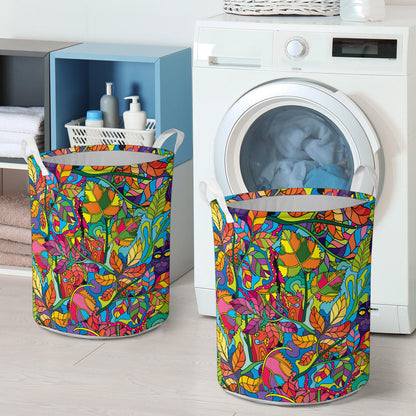 Psychedelic Trippy Flower Print Laundry Basket