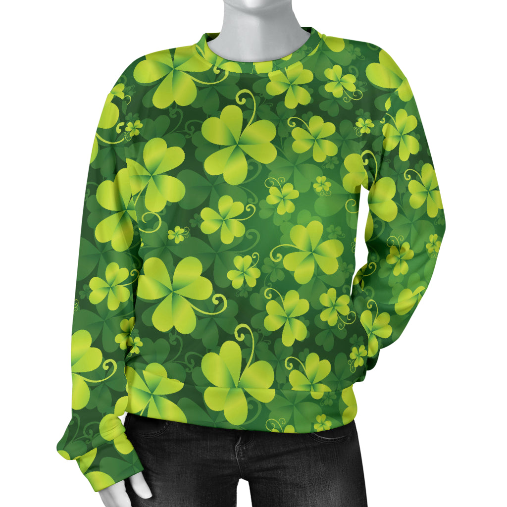 Shamrock Clover Print Women Long Sleeve Sweatshirt