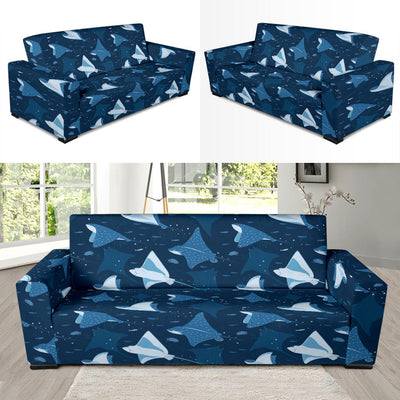 Manta Ray Pattern Print Design 02 Sofa Slipcover