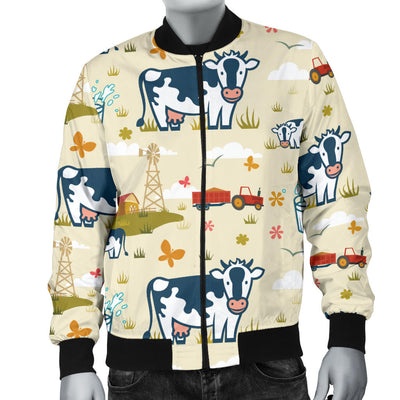 Cow Farm Design Print Men Bomber Jacket