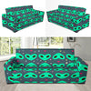 Alien Head Heart Pattern Print Design 03 Sofa Slipcover