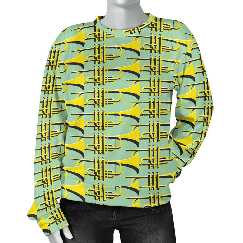 Trumpet Vintage Design Print Women Long Sleeve Sweatshirt