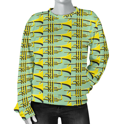 Trumpet Vintage Design Print Women Long Sleeve Sweatshirt