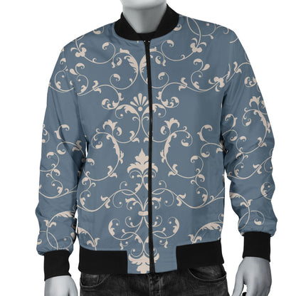 Damask Elegant Teal Print Pattern Men Bomber Jacket
