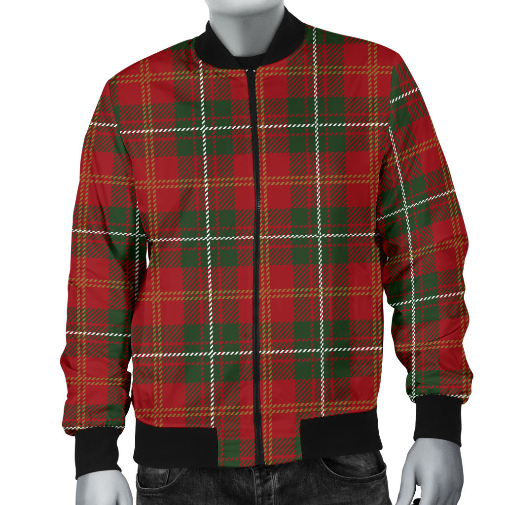Holiday Tartan Plaid Pattern Men Bomber Jacket