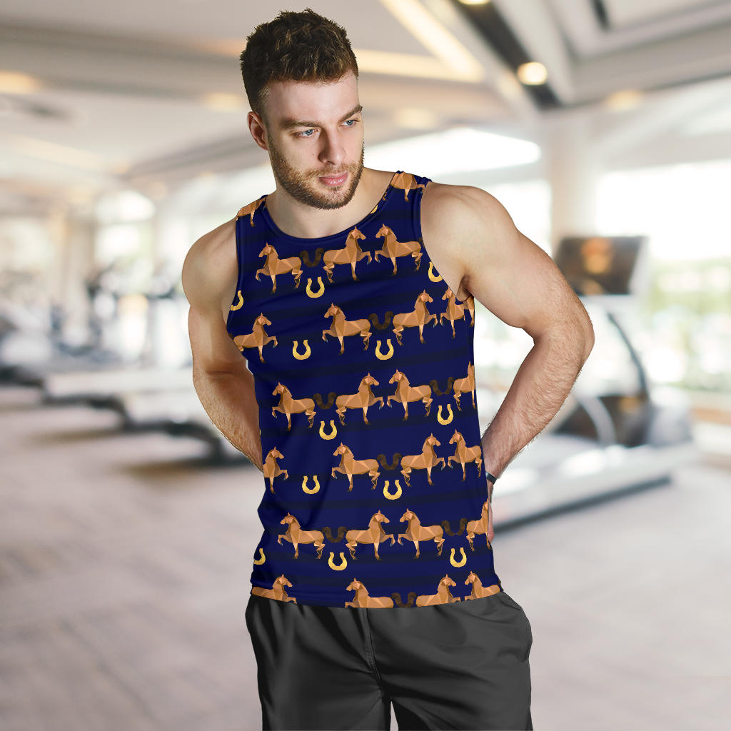 Horse Luxury Themed Pattern Print Men Tank Top
