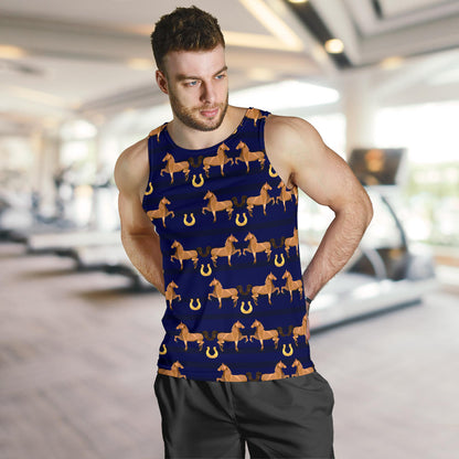 Horse Luxury Themed Pattern Print Men Tank Top