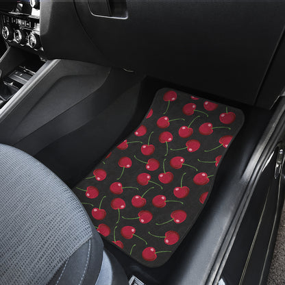 Cherry Black Background Car Floor Mats Front Back