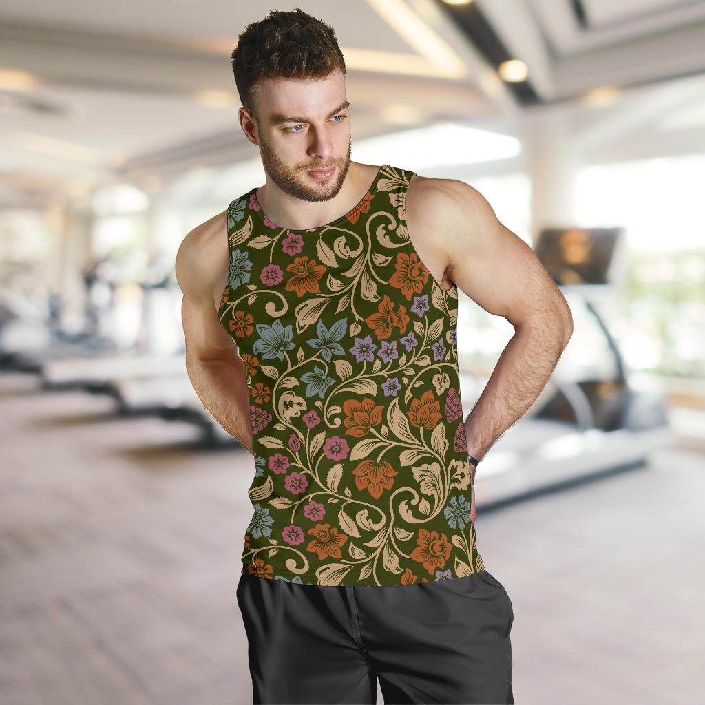 Floral Vintage Print Pattern Men Tank Top