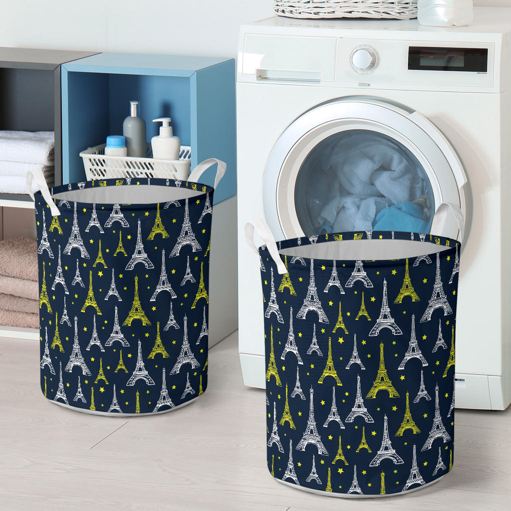 Eiffel Tower Star Print Laundry Basket