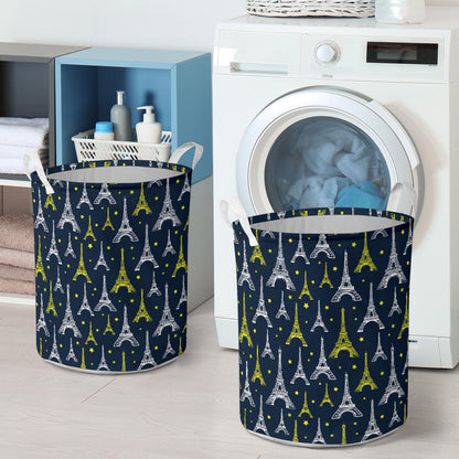 Eiffel Tower Star Print Laundry Basket