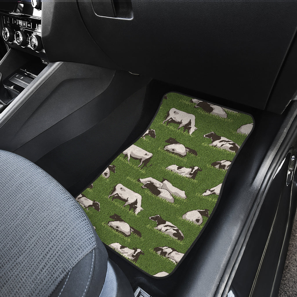 Cow on Grass Print Pattern Car Floor Mats Front Back