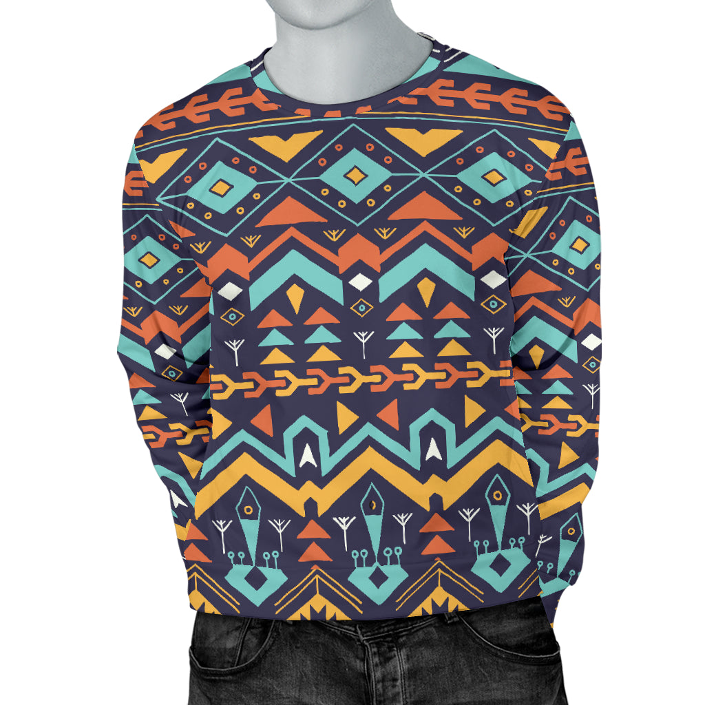 Aztec Style Print Pattern Men Long Sleeve Sweatshirt