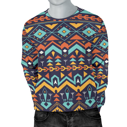 Aztec Style Print Pattern Men Long Sleeve Sweatshirt