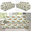 Dachshund Pattern Print Design 01 Sofa Slipcover